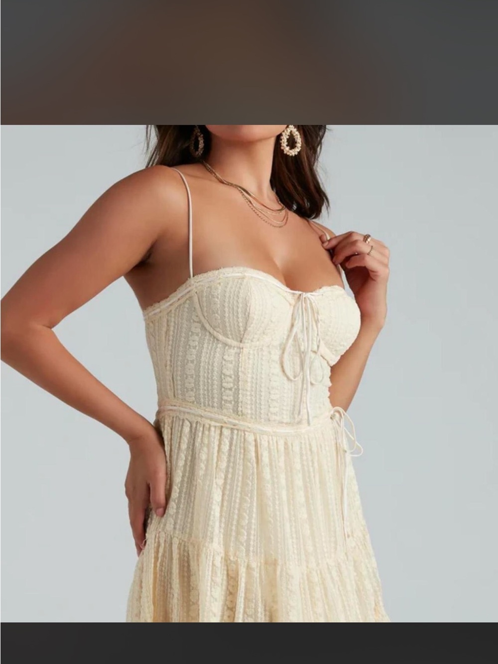 Cream & White Lace Dress